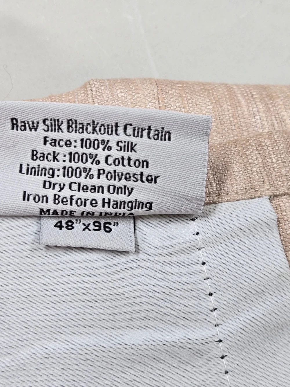 NWT QUINCE Set Of 2 48x96 Raw Silk Blackout Curtains Sand 9074
